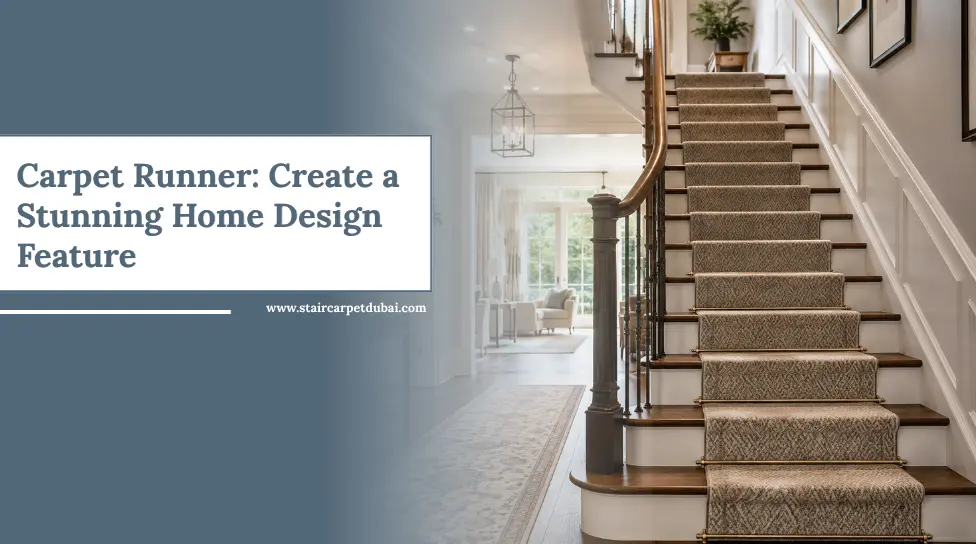 Textured beige stair carpet runner in dubai.