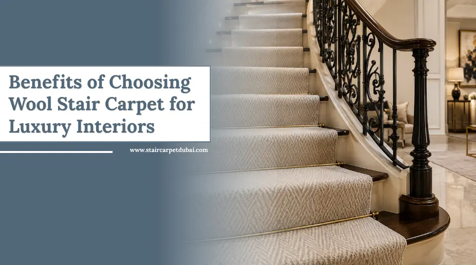 Wool Stair carpet runner installation in dubai.